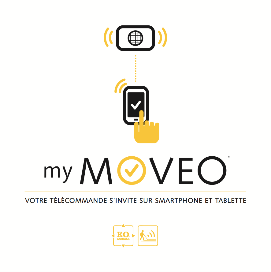 Logo My Moveo application pour déficient visuel Logo jaune et noir My Moveo smartphone