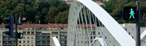 pont lyonnais, feux tricolores et phase verte